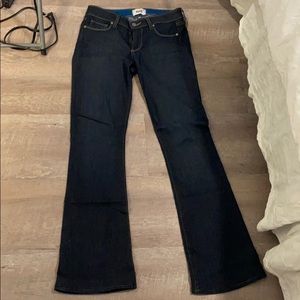 Paige dark wash skyline boot cut jeans.